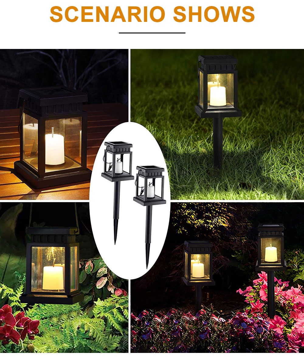 Outdoor Solar Flickering Candle Light Copper Wire Lamp LED Garden Decoration Lamp Waterproof Hanging Solar Lawn Landscape Lamp