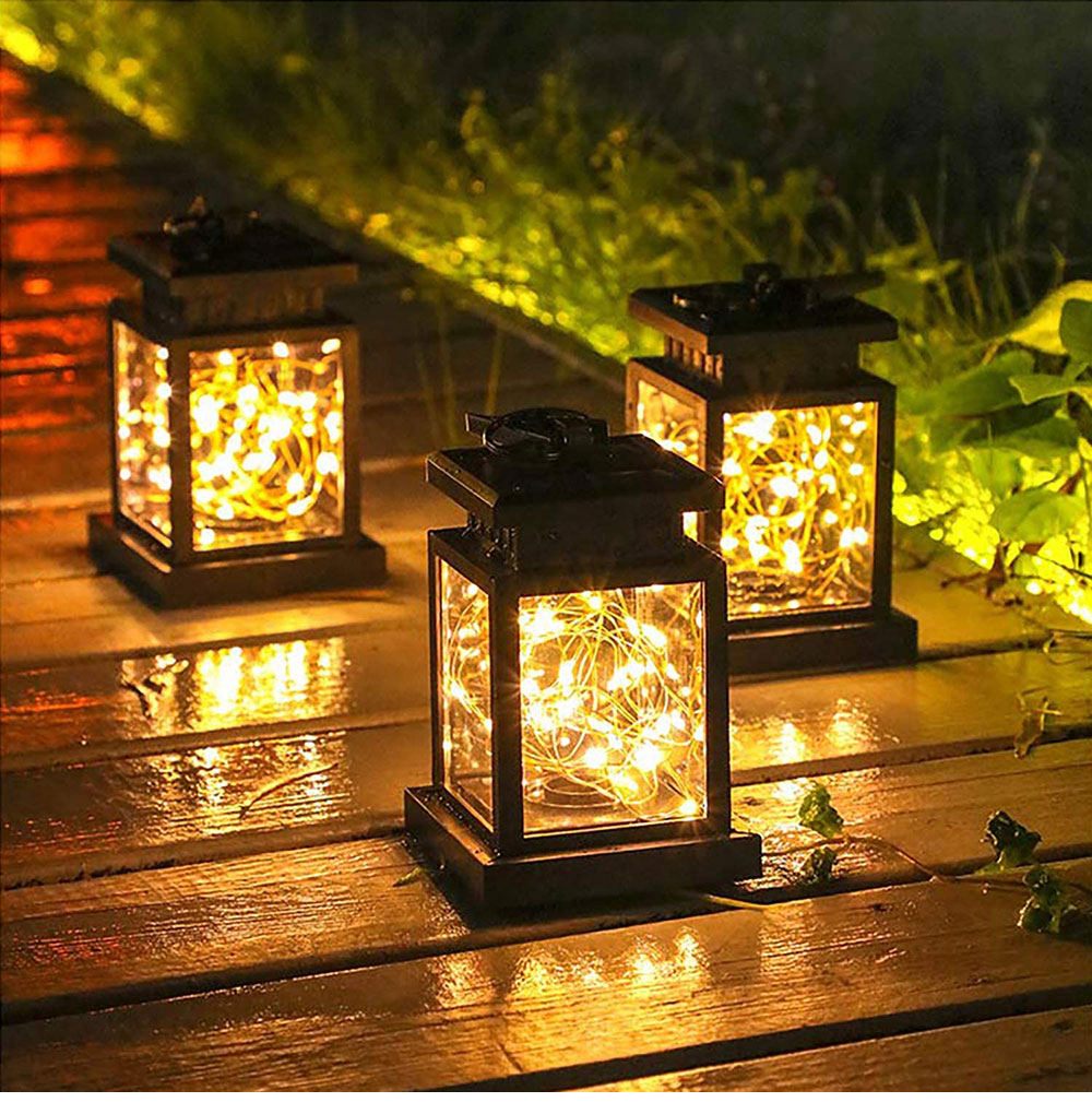 Outdoor Solar Flickering Candle Light Copper Wire Lamp LED Garden Decoration Lamp Waterproof Hanging Solar Lawn Landscape Lamp
