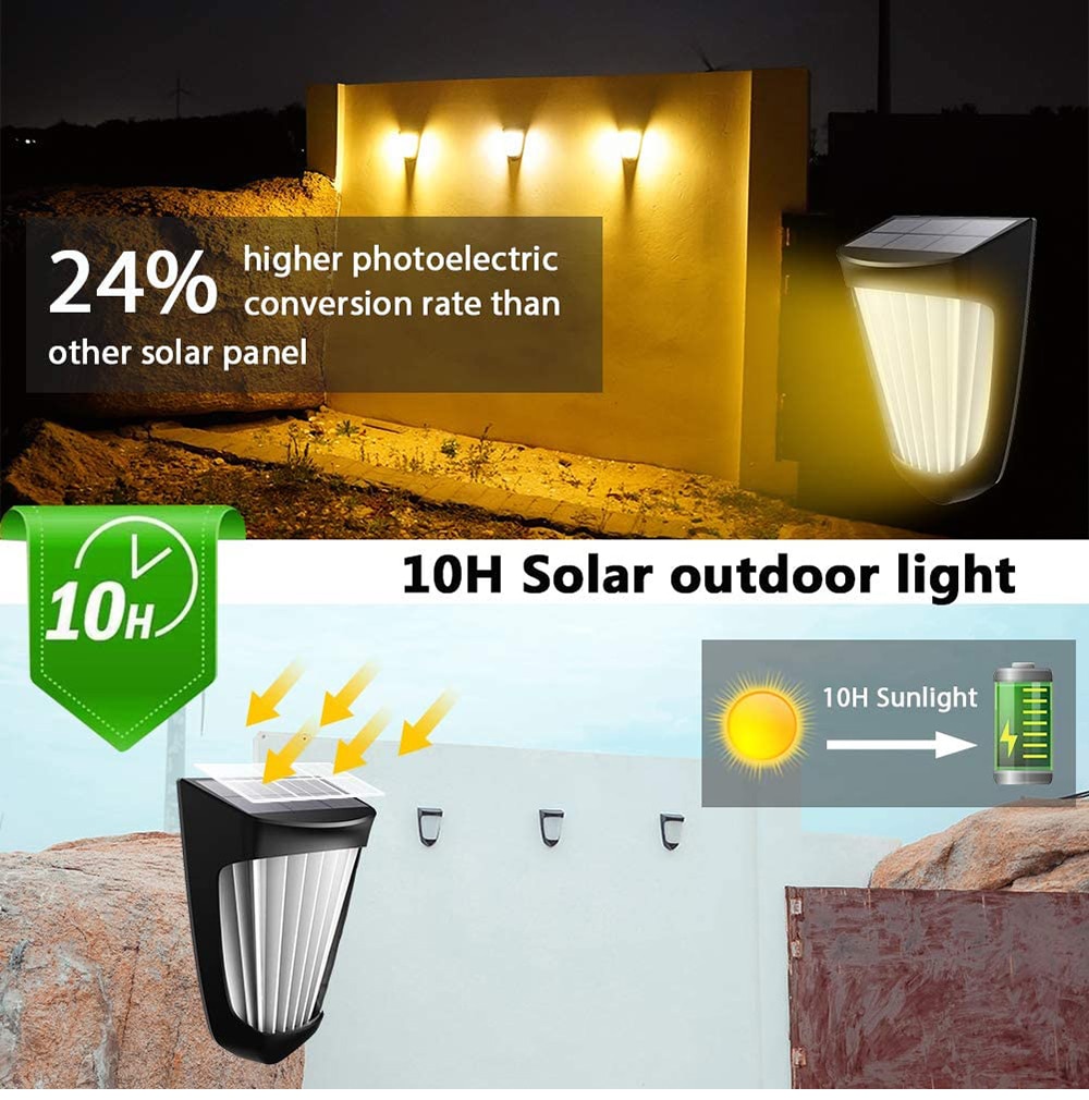 Smart light control 10 LED Outdoor Solar Light Garden Decoration Lamp Waterproof Solar Powered Street Lamp Wall lights