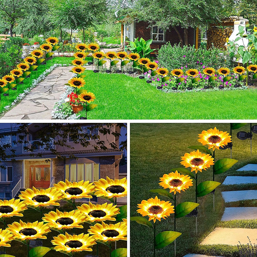 Outdoor Solar Sunflower Garden Decoration Lights Waterproof LED Solar Powered Yard Pathway Decorative Lights Lawn Landscape Lamp