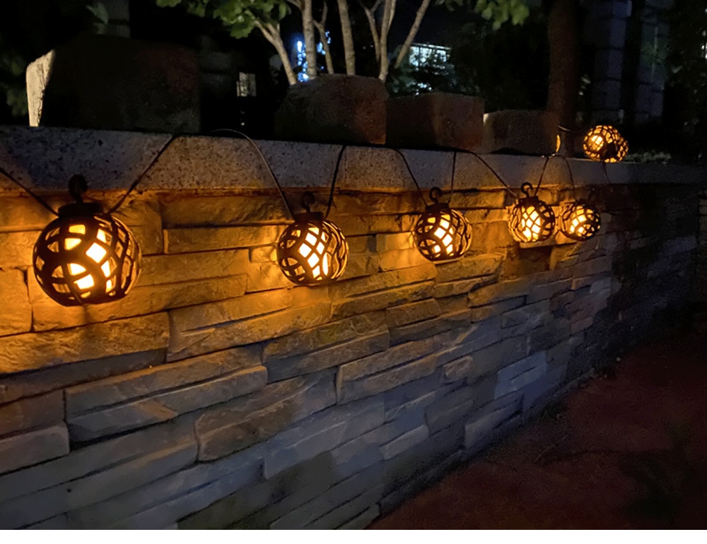 8 Bulbs Solar Flame Ball Lamp LED Outdoor Solar String Lights Waterproof Hanging Lantern Garden Yard Decoration Lamp Patio Light