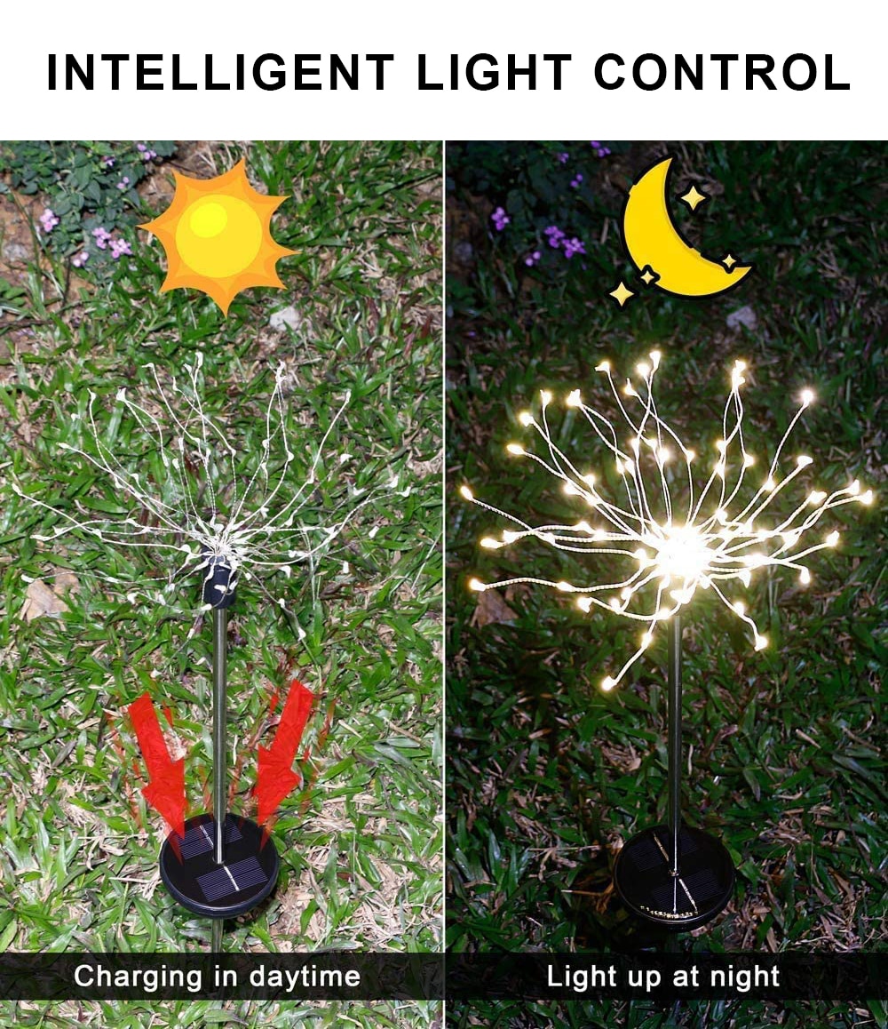 Solar Outdoor Lawn Firework Light Flash String Waterproof Outdoor Landscape Lighting Lawn Lamp For Garden Lamp Holiday Light