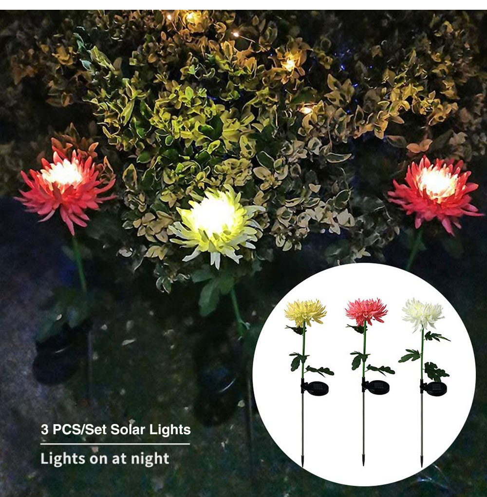 Solar Chrysanthemum Light Outdoor Garden Simulation Flower Grass Lights IP65 Waterproof Garden Floor Lamp Garden Decorative Lamp