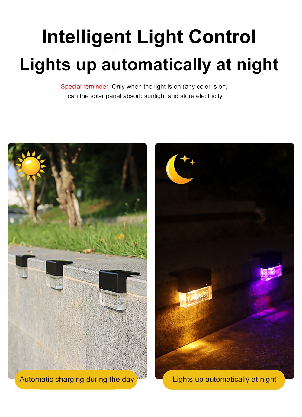 LED Solar Light Outdoor Deck Light Solar Power Waterproof RGB+Warmwhite Fence Light For Garden Step Deck Fence Stair Lighting