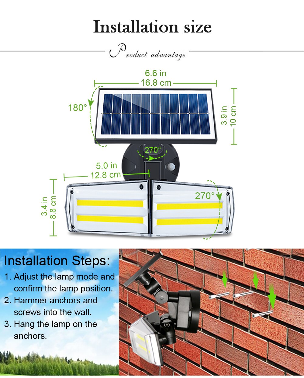 LED Solar Lights Outdoor Microwave Sensor 270 Wide Angle Solar Wireless Wall Light Waterproof Flood Light For Garage