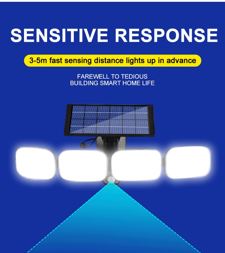 240COB Solar Outdoor Light Four Head Wide Angle Lighting Motion Sensor Solar Lamp Waterproof Garden Floodlight Lamp Wall Lamp