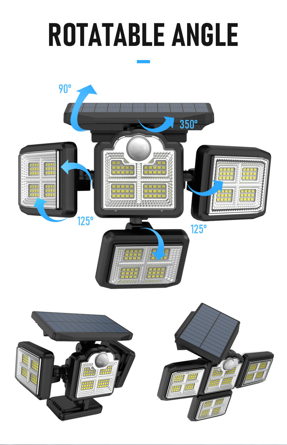 192 198 LED Outdoor Solar Lights 4 Head Motion Sensor 270 Wide Angle Lighting Waterproof Remote Control Solar Garden Wall Lamp