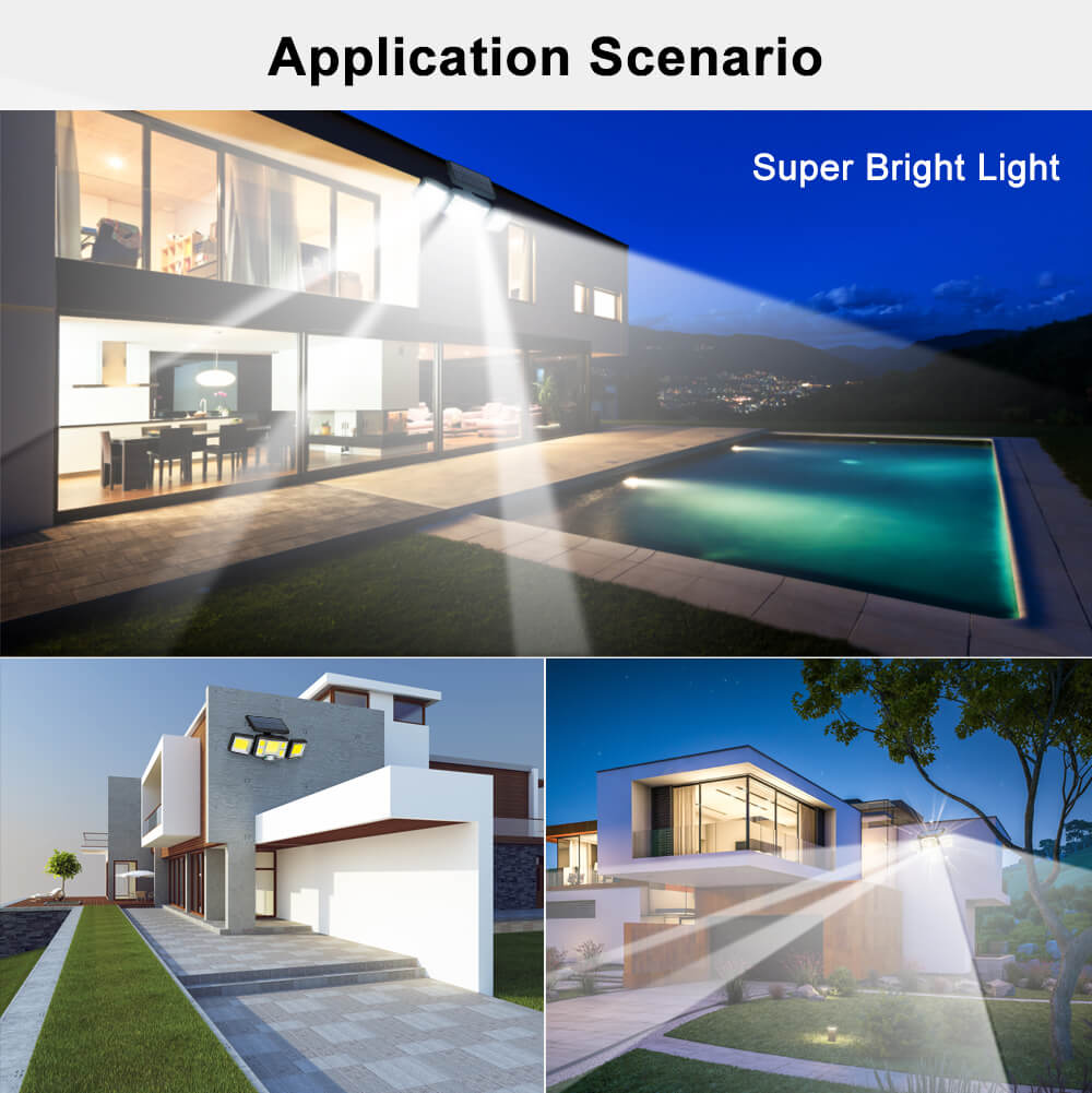 192 LED COB Separation Solar Lights Outdoor 3 Head Motion Sensor Wide Angle Lighting Waterproof Remote Control Solar Wall Lamp