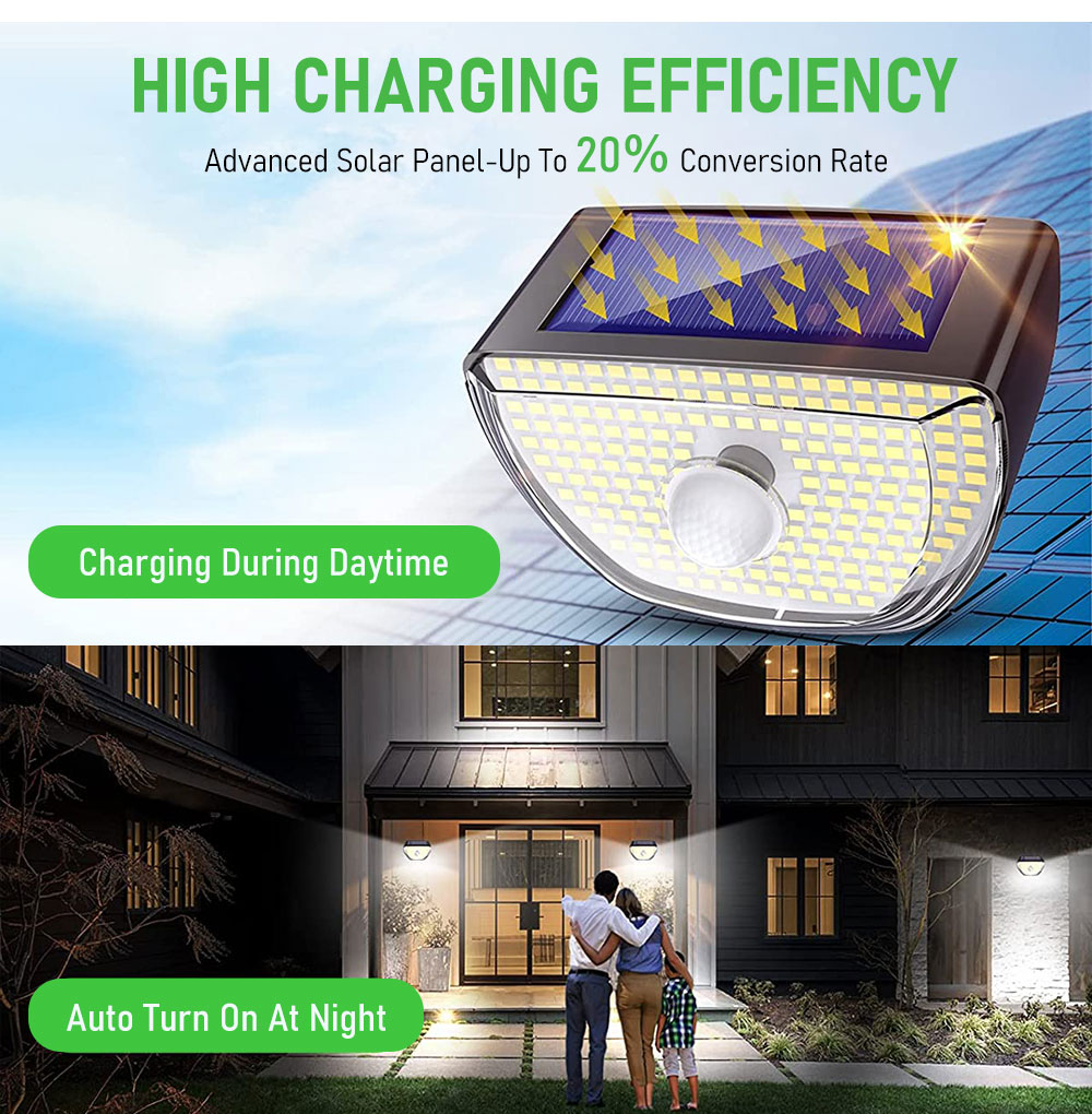 200 LED Super Bright Outdoor Solar Lamp Waterproof 3 Modes Motion Sensor Human Induction Solar Garden Light Yard Garage Lights