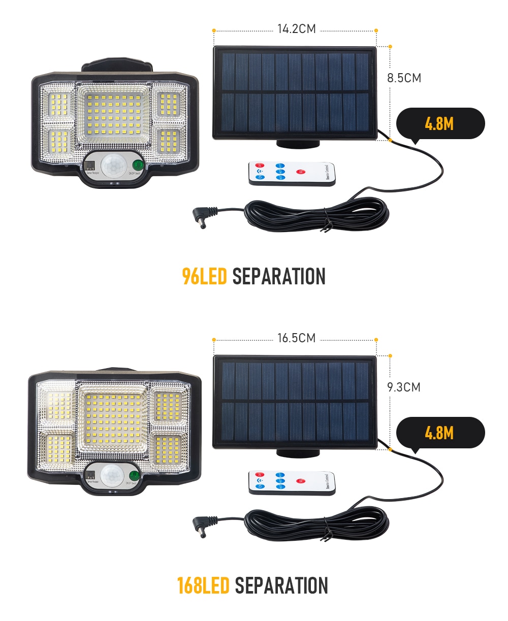 96 168 LED COB Outdoor Solar Light IP65 Waterproof Motion Sensor Security Light Super Bright Solar Garden Lamp Solar Wall Lights