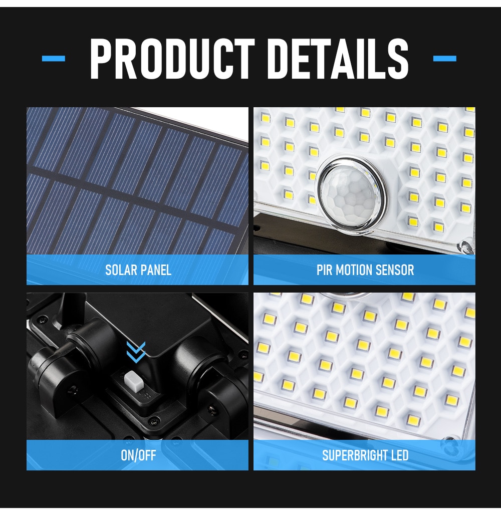 168/181/186/228/231 LED Outdoor Solar Lights Motion Sensor Wide Angle Lighting Remote Control Waterproof Solar Garden Wall Lamp