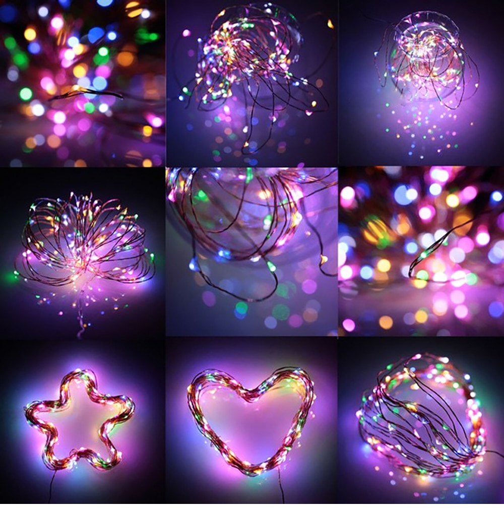 New Year Christmas Decoration lamp Copper Wire Led Garland Fairy Light String With Remote Control For Indoor Home Lights