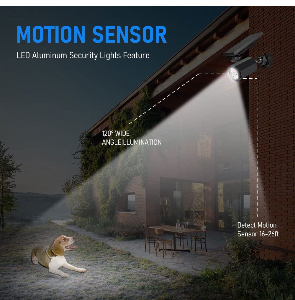 LED Outdoor Analog Monitor Solar Lights PIR Human Induction Rotatable Wall Lamp Waterproof Spotlight for Garden Path Frontdoor