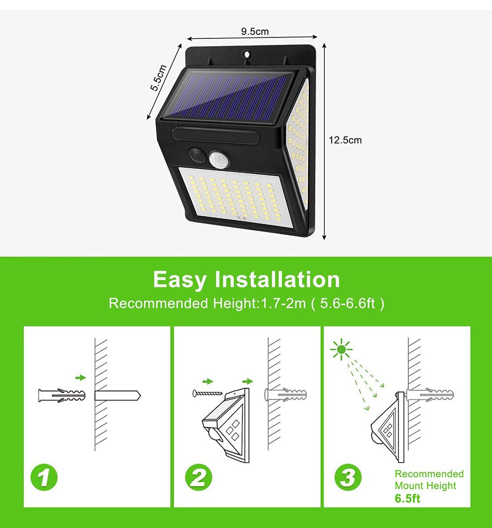 144 LED Outdoor Solar Lamp Motion Sensor Garden Decoration Light IP65 Waterproof Solar Wall Lights for Garage Courtyard