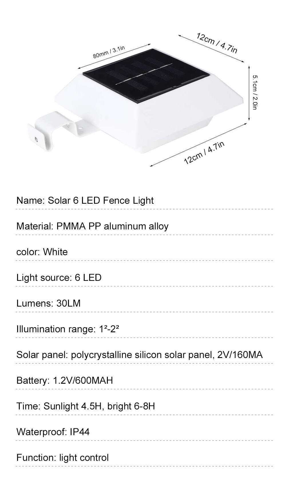 Outdoor PIR Motion Sensing Solar Light Fence IP44 Waterproof Night Light For Garden Decoration Gate Fence Wall Courtyard Cottage