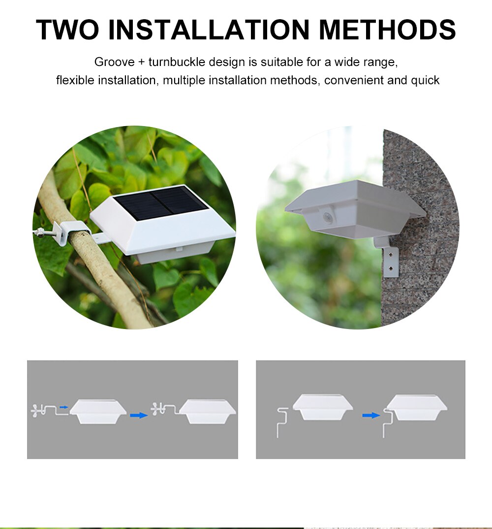 Outdoor PIR Motion Sensing Solar Light Fence IP44 Waterproof Night Light For Garden Decoration Gate Fence Wall Courtyard Cottage