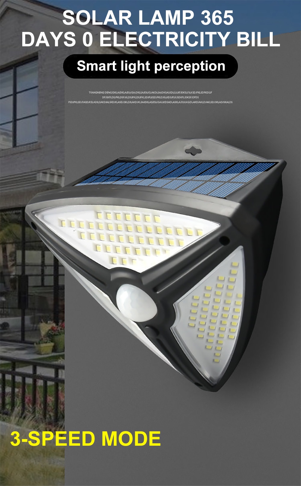 138 LED Super Bright Outdoor Solar Lamp PIR Motion Sensor 3 Modes Waterproof Wall light Solar Powered Garden Decoration Lights