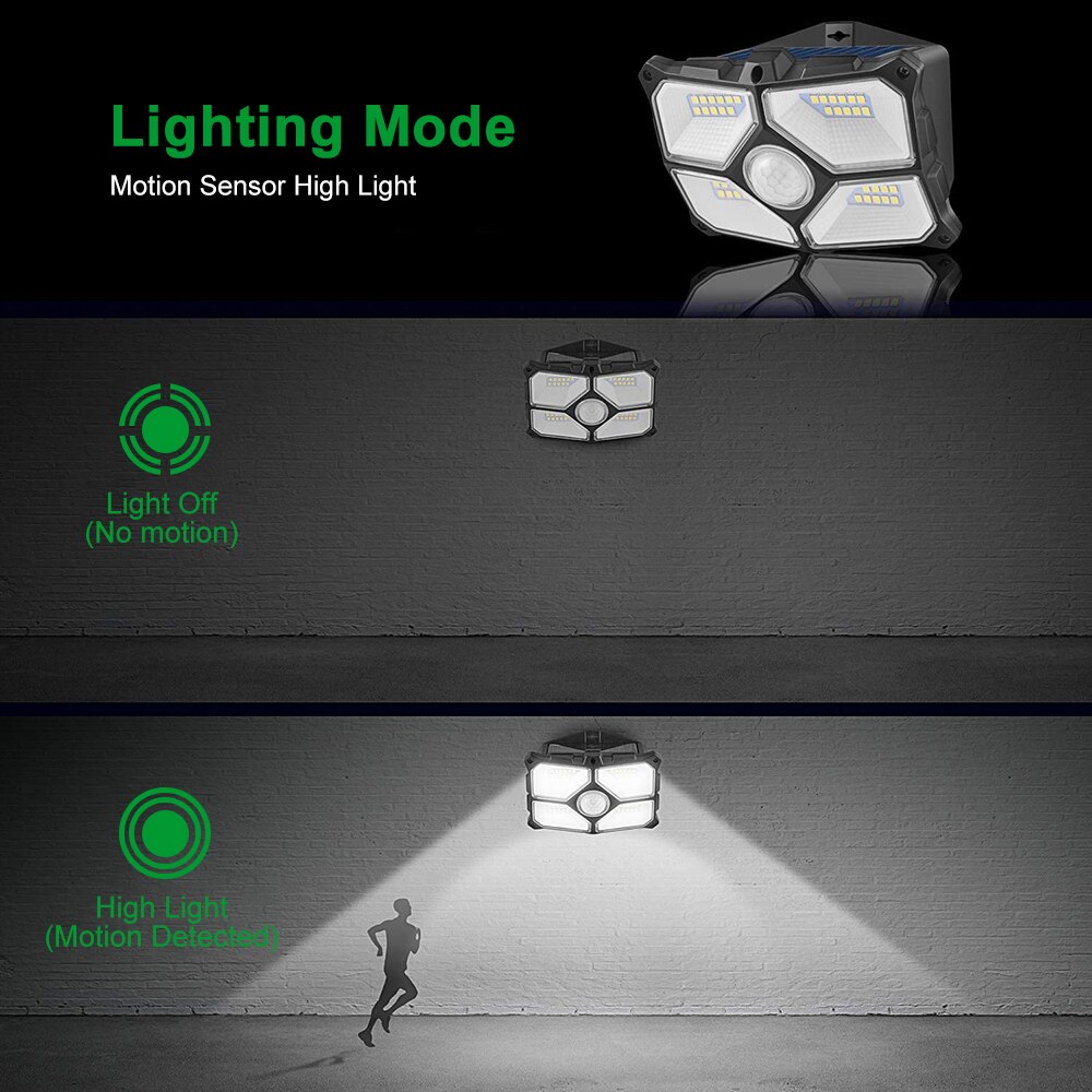 104 LED Outdoor Solar Lamp 3 Modes PIR Motion Sensor Street Garden Lamp IP65 Waterproof Wide Angle Lighting Courtyard Wall Light