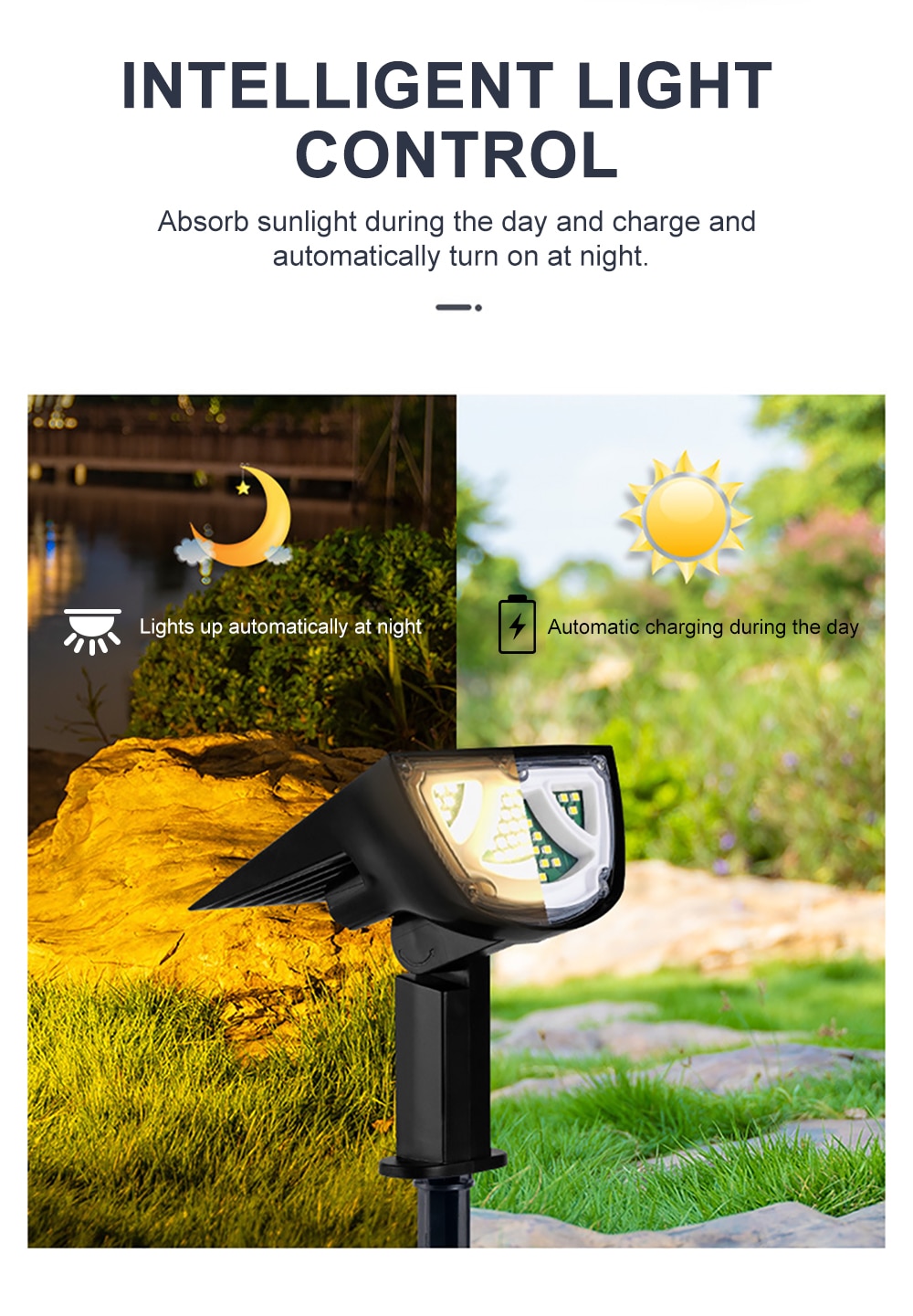 43 LED RGB Outdoor Solar Lights Intelligent Light Control Taillight Design Solar Lawn Landscape Lamp Waterproof Garden Wall Lamp