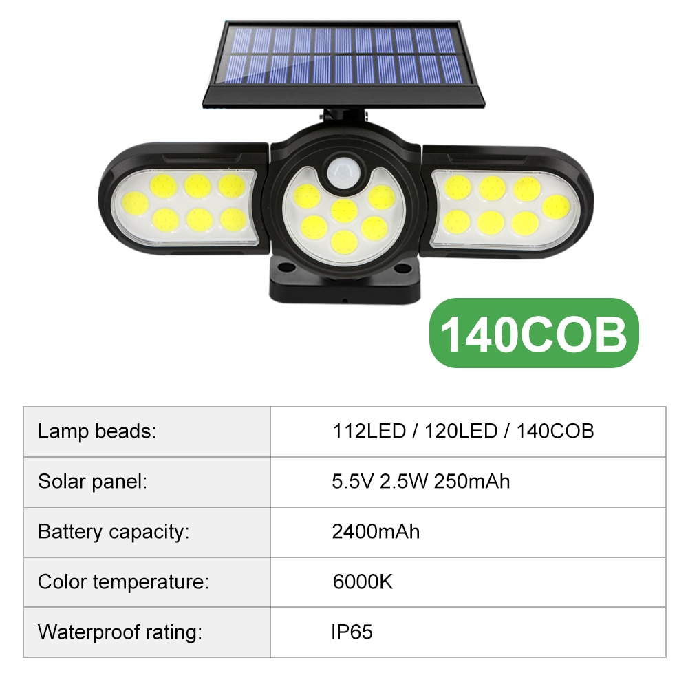 LED Outdoor Solar Lamp Multiple Heads Lighting Lawn Ground Light Motion Sensor Human Induction 3 Modes Spotlights Garden Lights