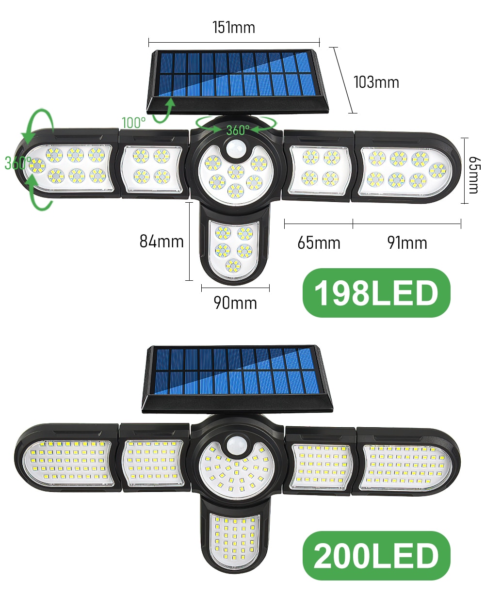 LED Outdoor Solar Lamp Multiple Heads Lighting Lawn Ground Light Motion Sensor Human Induction 3 Modes Spotlights Garden Lights