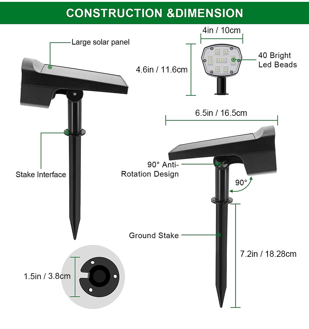 40 LED Outdoor Solar Lamp Automatically On/Off Solar Lawn Landscape Spotlights IP65 Waterproof Wall Light Garden Night Lights