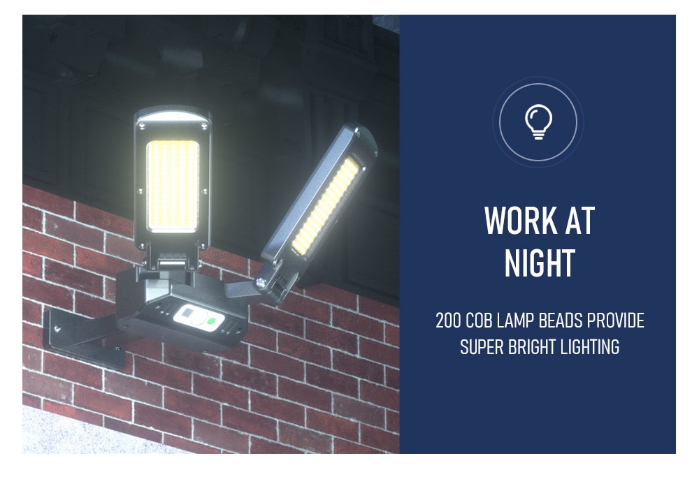 200COB Double-headed Solar Street Lights Outdoor 3 Light Mode Solar Lamp Motion Sensor Security Lighting for Garden Patio Yard
