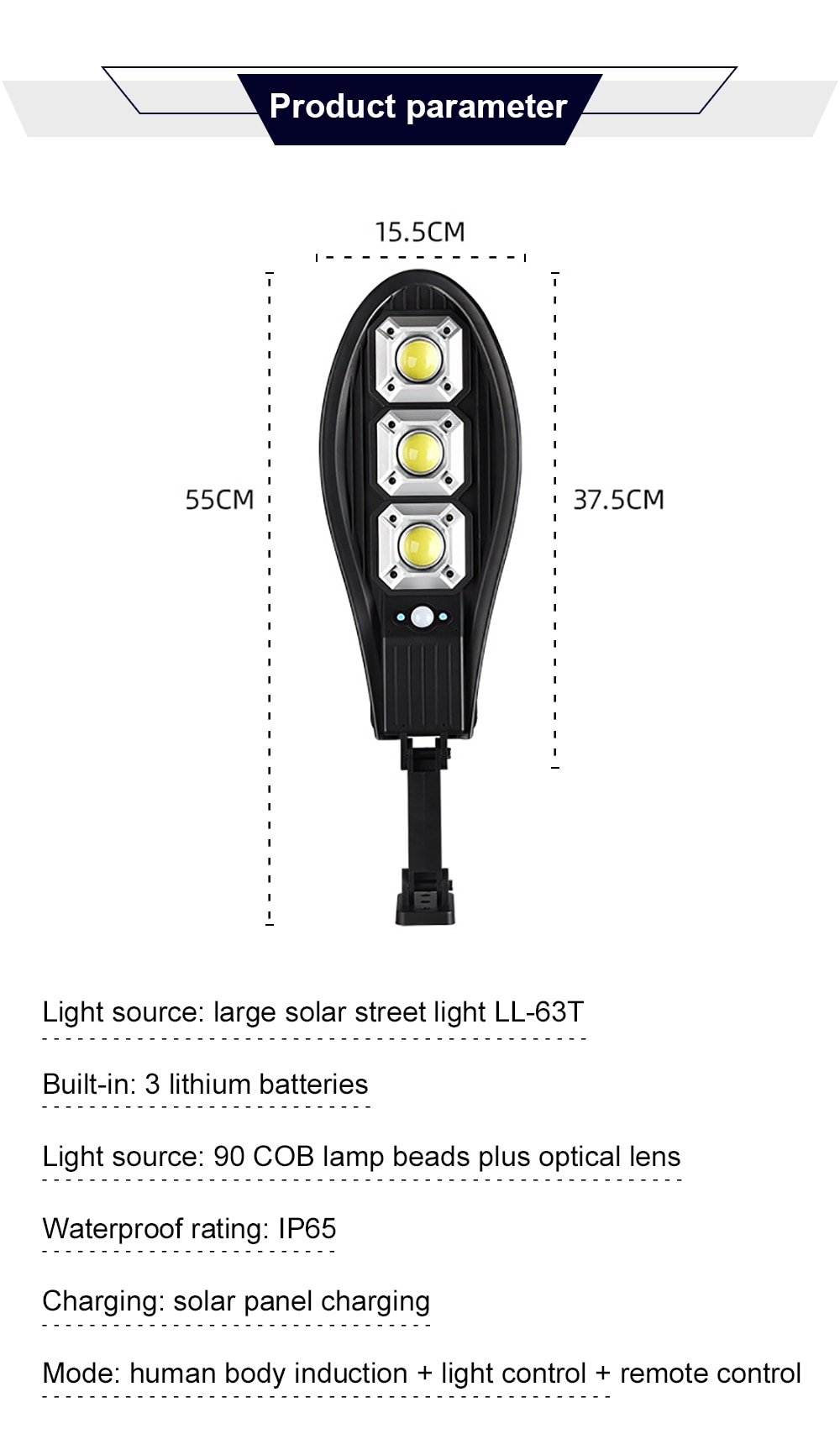 90COB Solar Outdoor Lamp PIR Motion Sensor Remote Control Waterproof LED Street Lamp Wall Light For Garden Front door Night Lamp