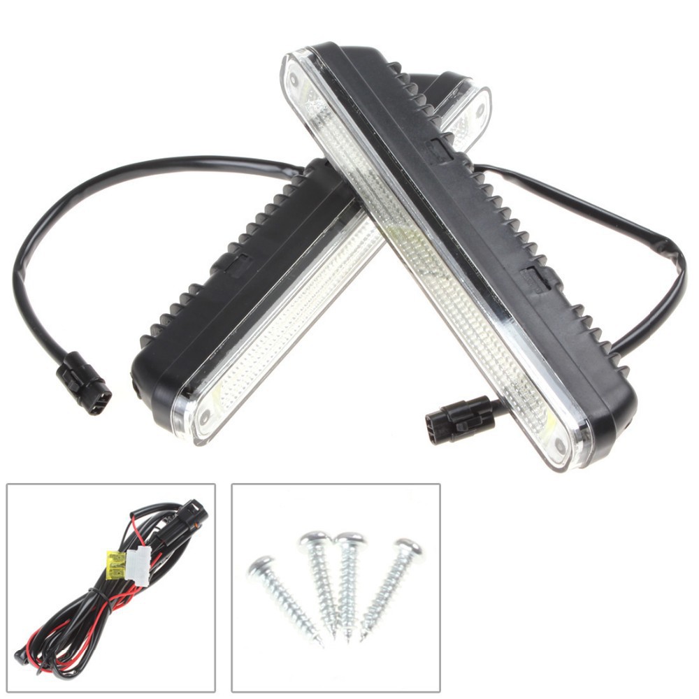 2 x 20cm COB LED Vehicles Car Daytime Running Light DRL With Installation Bracket Super White Light Warning Security Lamp