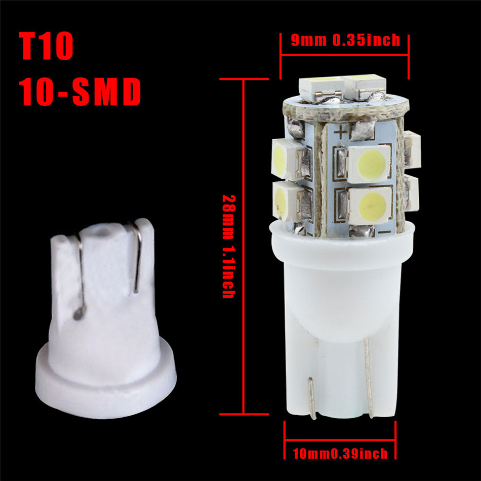 20PCS Universal Car 10 SMD 1210 LED Light T10 Side Wedge Bulb Super White Lamp Turn Signal Light Corner Light Side Marker Light