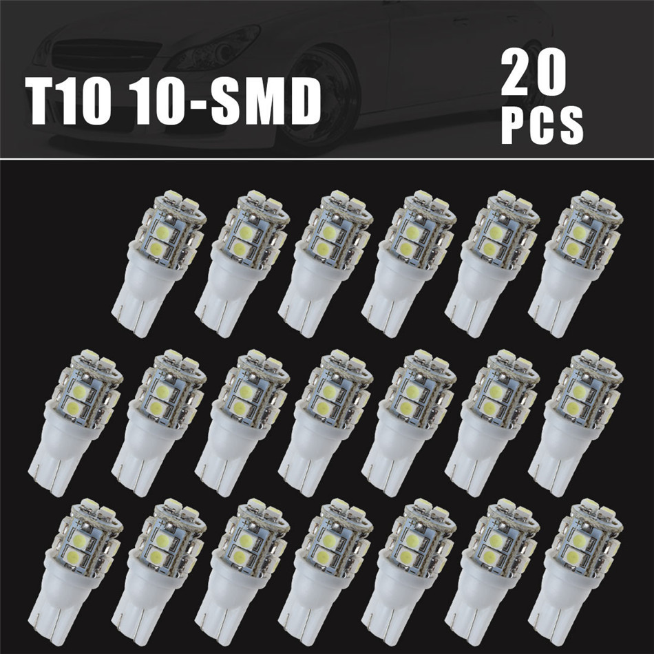 20PCS Universal Car 10 SMD 1210 LED Light T10 Side Wedge Bulb Super White Lamp Turn Signal Light Corner Light Side Marker Light