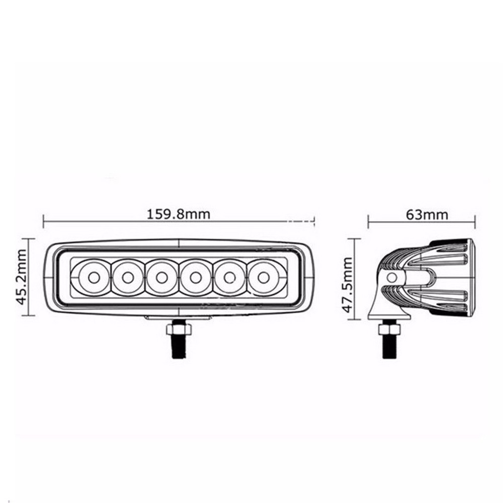 2 x 18W 6 LED Bar Work Light Boat Lamp for Indicators Motorcycle Driving Offroad Boat Car Tractor Truck 4x4 SUV ATV Spot Flood