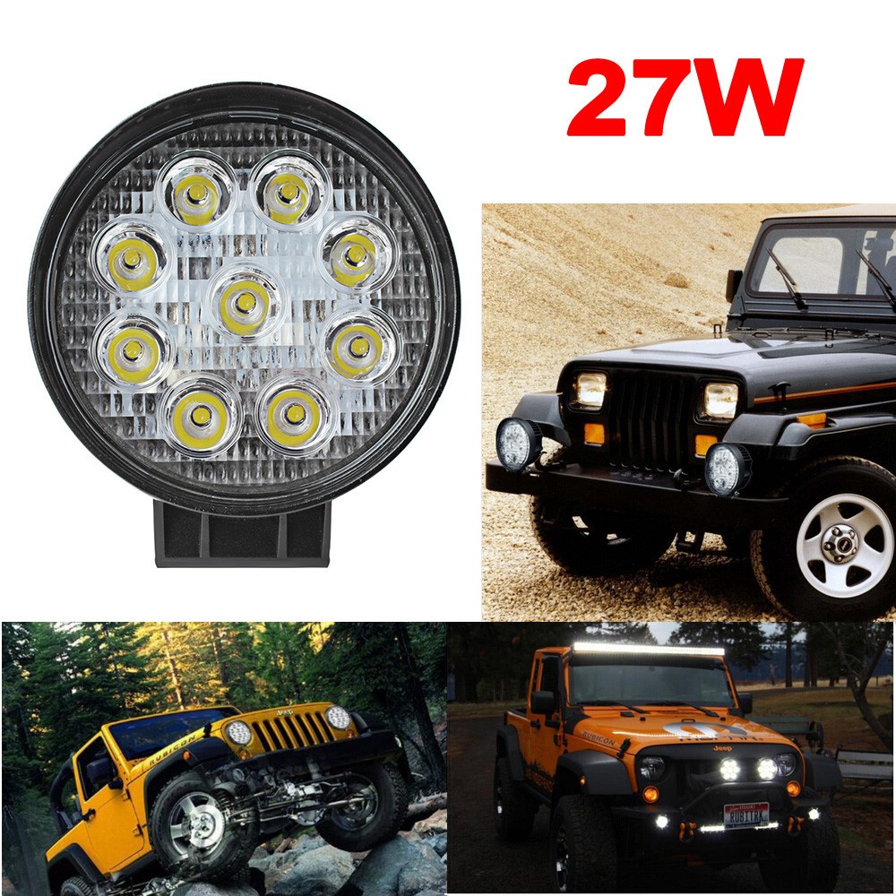 4 Inch 4 PCS High Quality 27W 12V 24V LED Work Light Spot Flood Lamp for Motorcycle Tractor Truck Trailer