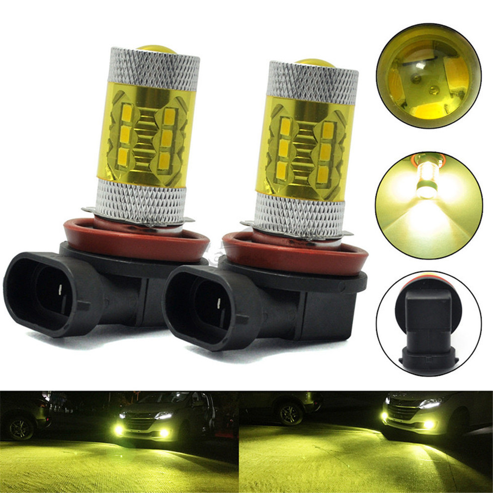 Multi function High Brightness Energy Saving 2x 80w High Power LED Fog Light H8 H11 4300K Yellow 2323 Driving Bulbs