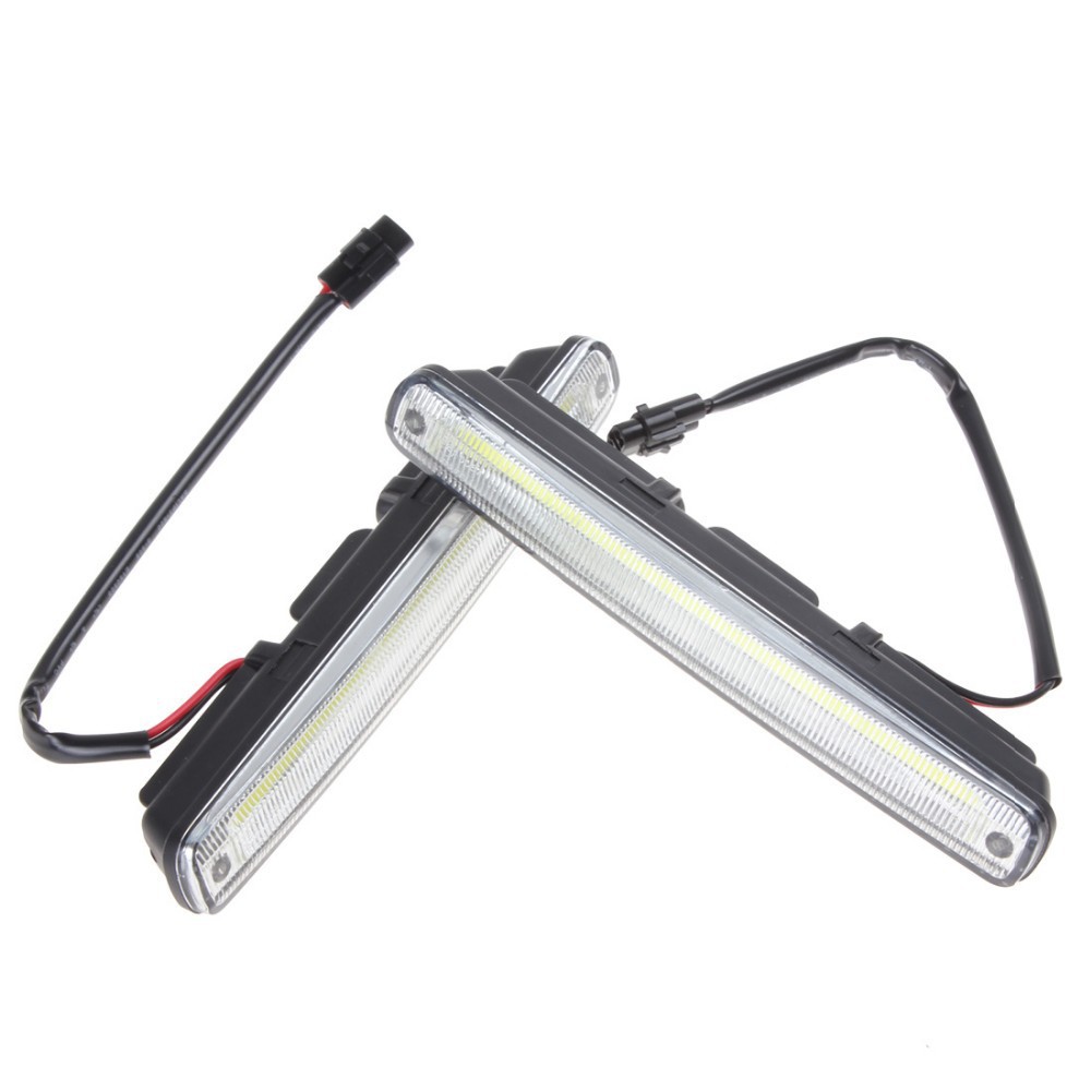 2 x 18cm COB LED Super White DRL Lamp Vehicle Car Daytime Running Light With Installation Bracket Warning Security Lamp