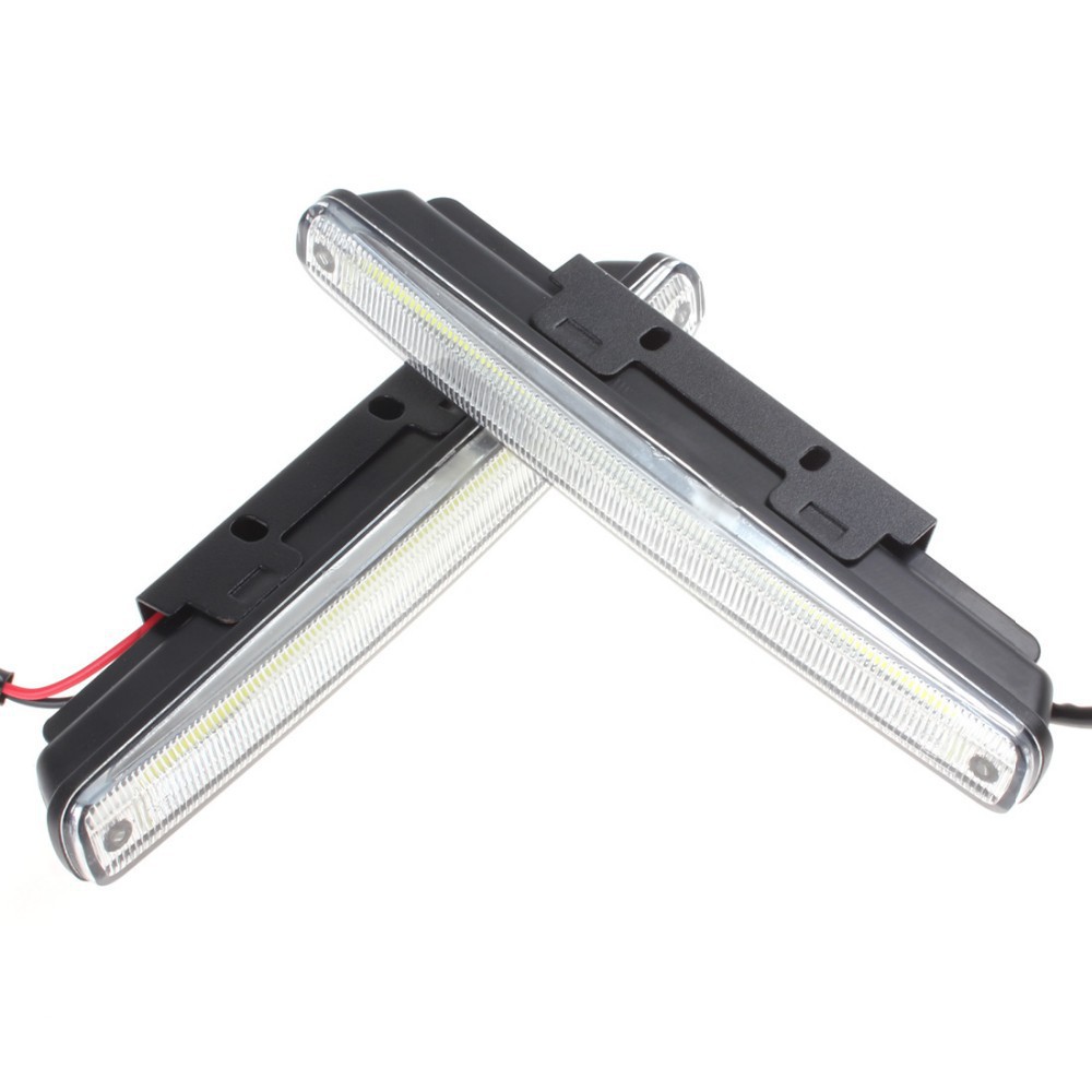 2 x 18cm COB LED Super White DRL Lamp Vehicle Car Daytime Running Light With Installation Bracket Warning Security Lamp