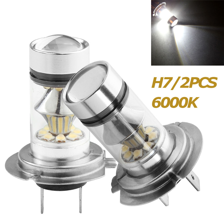 2PCS H7 DC 12V 28V 75W LEDs Light 800LM White High bright Light Car Fog Lamp with 360 Degree Beam Angle