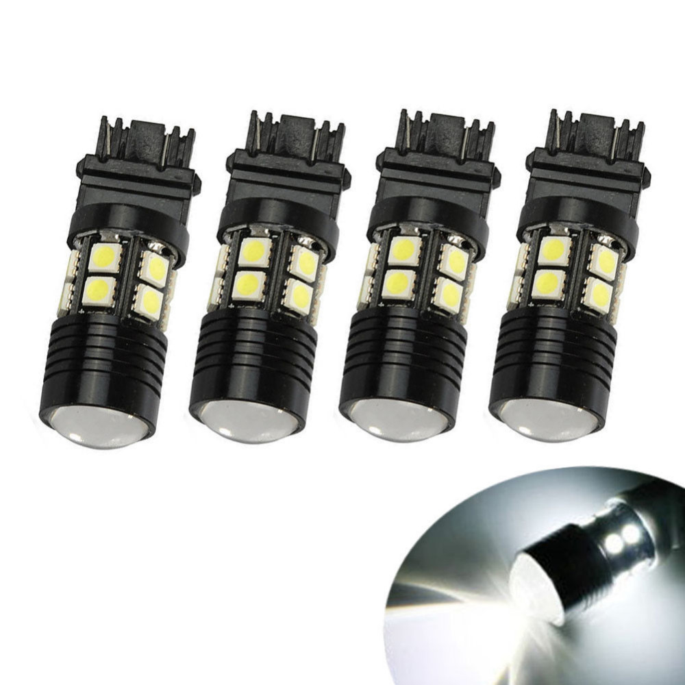 DC 12V 4x 3157 700Lm White 6000K Back Up Reverse Projector 12 SMD Chip LED Lights Bulbs support for SUVs Campers and Trailers