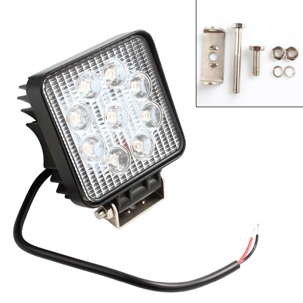 4 27W Square Yellow Light LED Spotlight Car Work Light Lamp Waterproof For Motorcycle Truck Tractor SUV