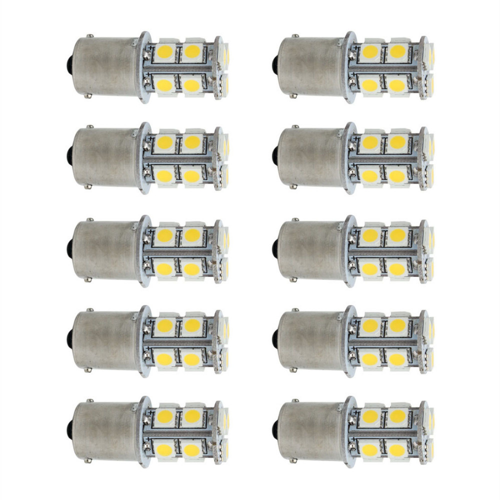 10PCS Universal High Bright 13SMD 12V LED Warm White Light RV Camper Trailer Interior Light Bulbs