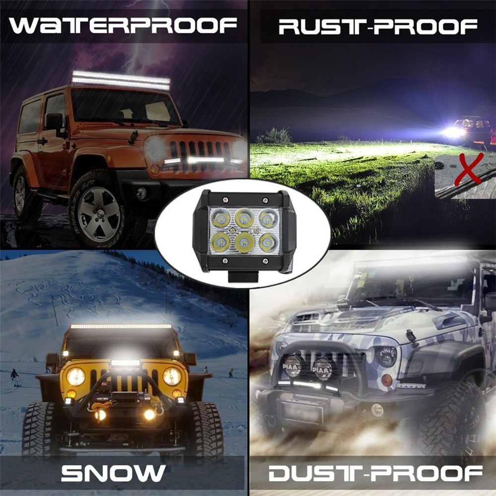 2x 4inch 1800lm 18WCree Led Light Bar Work Spot Flood Lamp Offroad Boat UTE Car Truck SUV 12 30V DC suitable for Van Pick up etc