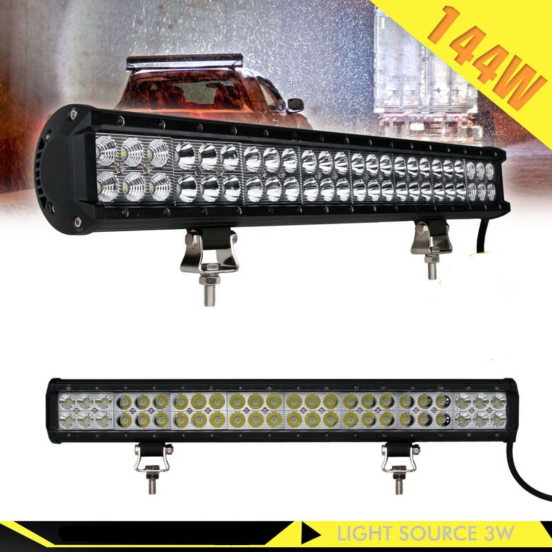 New 22inch 144W LED Work Light Bar 9600LM Combo for Off road SUV ATV Truck Car LED 12V 24V Spot Flood IP68 Dual Rows 50000 Hours