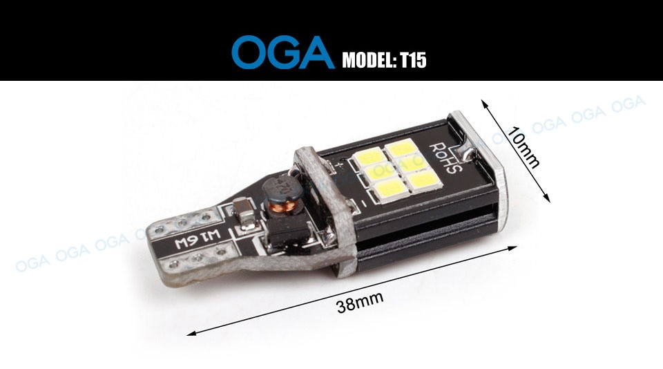OGA 2 PCS Extremely Bright High Power Canbus SMD2835 912 921 T15 W16W Car LED Backup Reverse Light Bulb