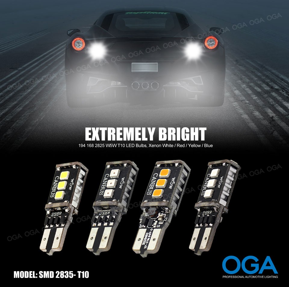 OGA 2 PCS High Power Canbus No Error SMD2835 T10 W5W 168 194 Car LED Clearance Door Reading License Plate Lamp Bulb