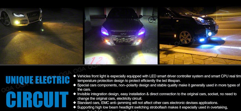 OGA 2PCS H4 HB2 9003 Cree LED chips kit Car Fog Bulb White Automobiles Lamps Conversion Kit Auto 3000K 4300K 6500 8000K 10000K