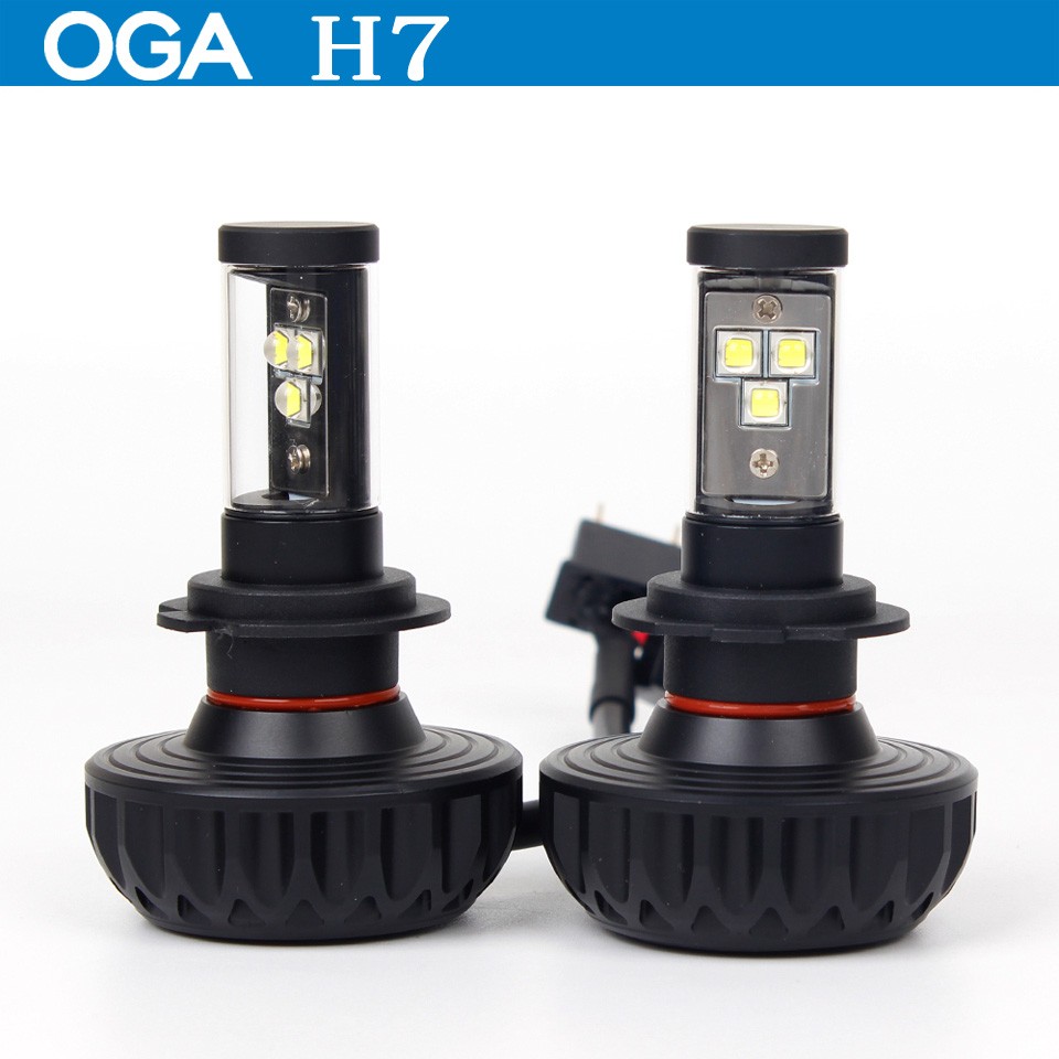 OGA 2PCS H7 Cree LED chips Car Headlights Kit 30W 3000lm Auto Front Light Fog Bulb Plug Play Automotive Headlamp No Fan Design