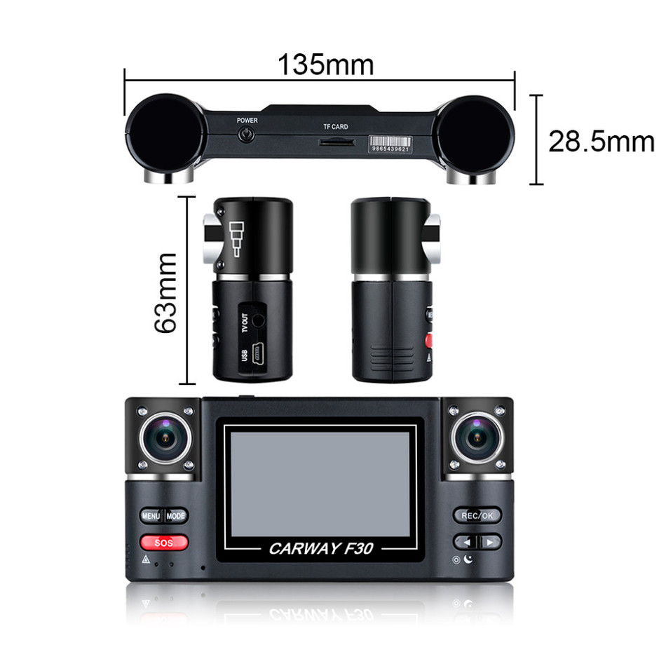 Carway F30 Car DVR 2.7" TFT LCD HD 1080P Dual Camera ...