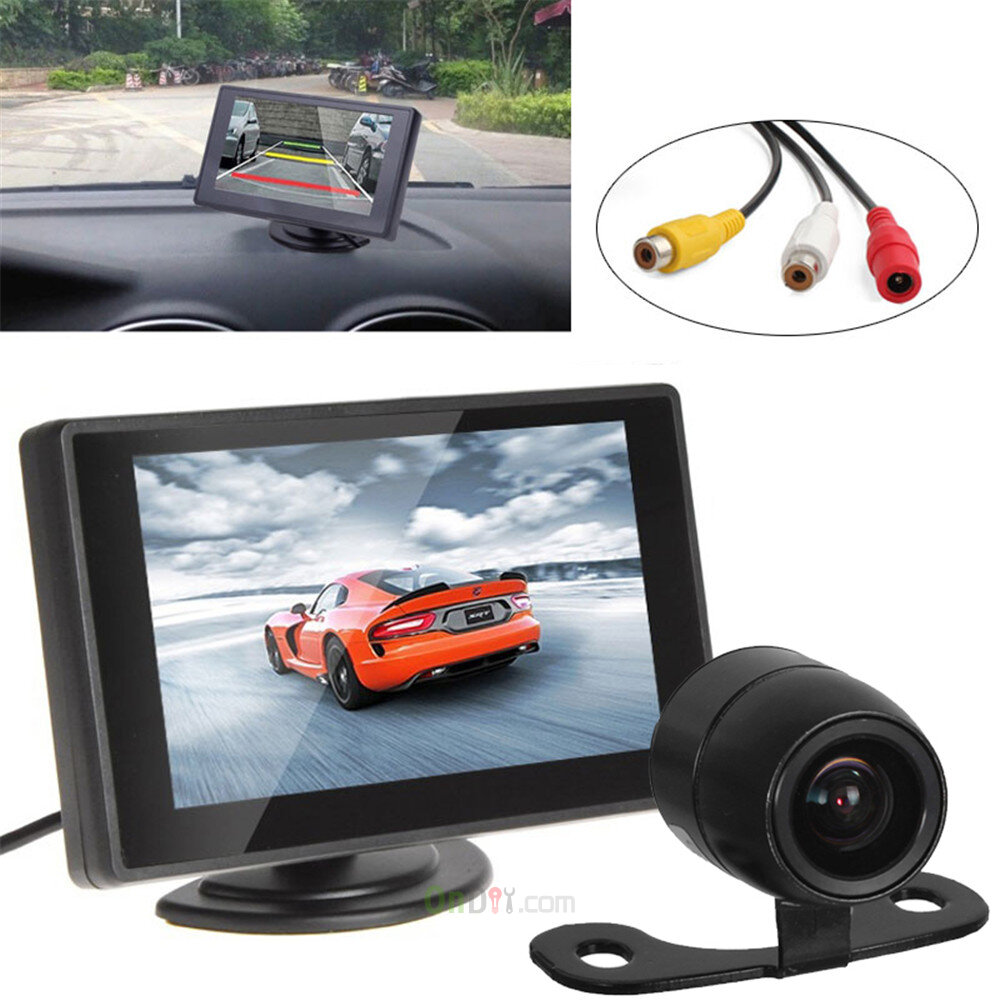 Car Parking Kit With 4.3" Color TFT LCD Display Car Camera Monitor Support 480 x 272 Resolution + Waterproof Rear View Camera