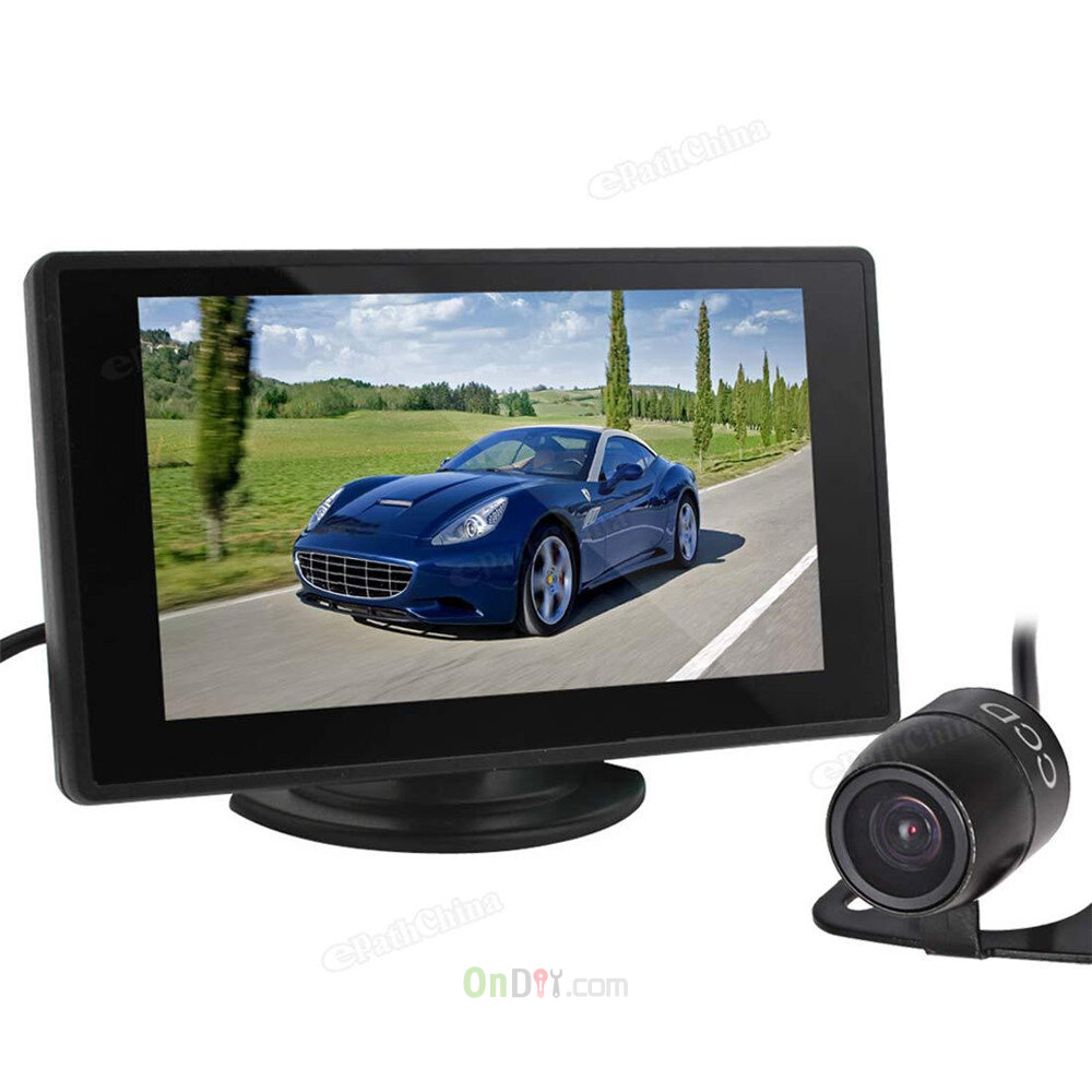 Car Parking Kit With 4.3" Color TFT LCD Display Car Camera Monitor Support 480 x 272 Resolution + Waterproof Rear View Camera