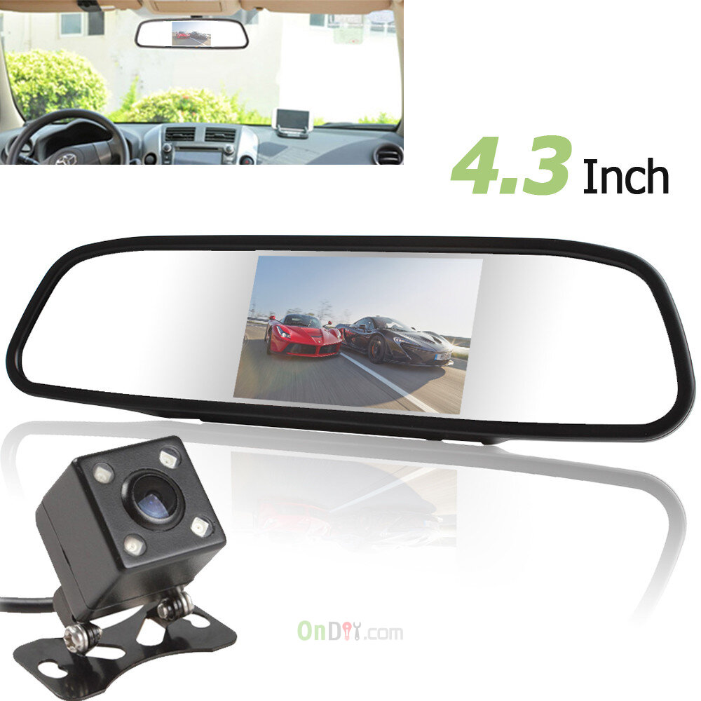 480 x 272 TFT-LCD 4.3 Inch Screen Car Rear View Mirror Monitor+420 TV Lines Night Vision Camera with 170 Degrees Wide Angle Lens